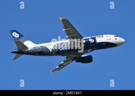 Präfektur Chiba, Japan - 05. Mai 2019: Passagierflugzeug Aurora Airbus A319-100 (VQ-BBD). Stockfoto