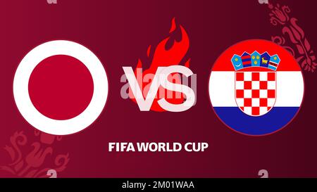Fußballspiel Japan gegen Kroatien FIFA Fußball-Weltmeisterschaft Katar 2022, Japan gegen Kroatien, Eriwan, Armenien - 2022. Dezember 03 Stockfoto