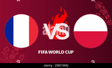 Fußballspiel Polen gegen Frankreich FIFA Fußball-Weltmeisterschaft Katar 2022, Polen gegen Frankreich, Eriwan, Armenien - 2022. Dezember 03 Stockfoto