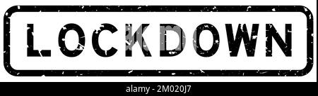 Grunge schwarz Lockdown Wort quadratische Gummidichtung Stempel auf weißem Hintergrund Stock Vektor