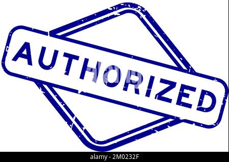 Grunge blau autorisierten Wort Gummi Stempel auf weißem Hintergrund Stock Vektor