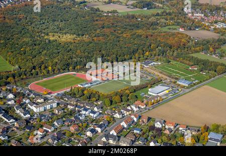 Luftaufnahme, HSC-Sportanlage, HSC 08 Hammer Sportclub, Fußballfelder, Tennisplätze, Bogenschießen, Rhynern, Hamm, Ruhrgebiet, Nordrhein-Westpha Stockfoto