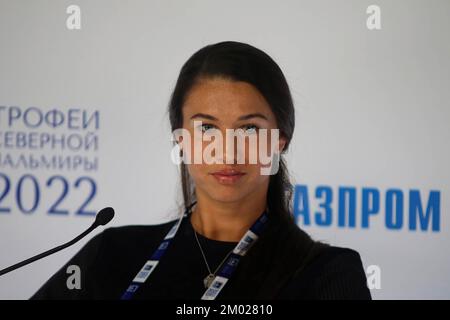 Sankt Petersburg, Russland. 03.. Dezember 2022. Vitalia Diatchenko aus der Russischen Föderation, gesehen während einer Pressekonferenz über die Trophäen des Internationalen Tennisturniers des nördlichen Palmyra 2022. (Foto: Maksim Konstantinov/SOPA Image/Sipa USA) Guthaben: SIPA USA/Alamy Live News Stockfoto