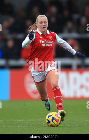 Arsenals Frida Maanum in Aktion während des Barclays Women's Super League-Spiels im LV Bet Stadium Meadow Park, Borehamwood. Foto: Samstag, 3. Dezember 2022. Stockfoto