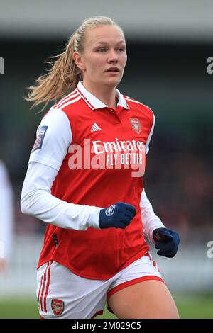 Arsenals Frida Maanum in Aktion während des Barclays Women's Super League-Spiels im LV Bet Stadium Meadow Park, Borehamwood. Foto: Samstag, 3. Dezember 2022. Stockfoto