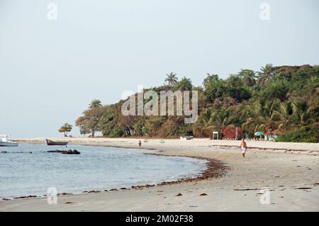 Langer einsamer Strand, Insel Joao Viera, Guinea-Bissau Stockfoto