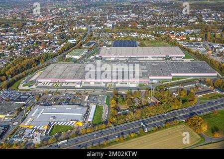 Luftaufnahme, Industriepark Henry-Everling-Straße, P3 Logistikparks, Arvato SCM Solutions, Tedi, Kamen, Ruhrgebiet, Nordrhein-Westfalen, Deutschland, Stockfoto