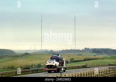 Radio- und fernsehantenne von Harthill Glasgow zur Autobahn Edinburgh M8 Stockfoto