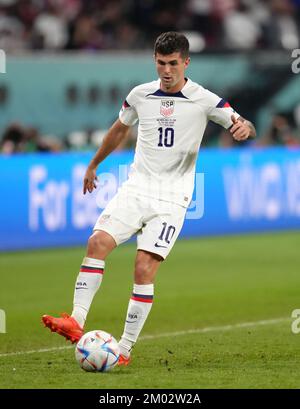 Die christliche Pulisic der USA während des Spiels der FIFA-Weltmeisterschaft 16 im Khalifa International Stadium in Al Rayyan, Katar. Foto: Samstag, 3. Dezember 2022. Stockfoto