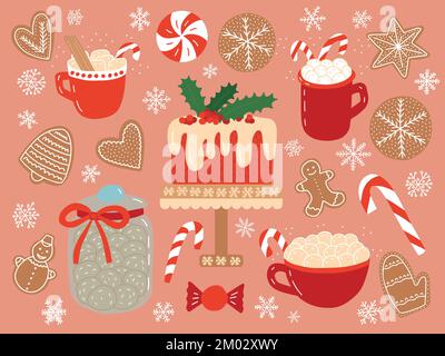 Vector Christmas Dessert Clipart Set Stock Vektor