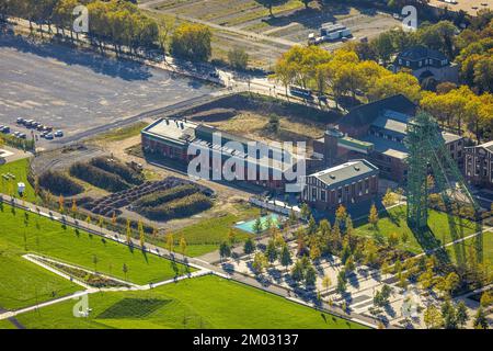 Luftaufnahme, Colliery Park Erholungsgebiet, ehemalige RAG Colliery West, Friedrich Heinrich Colliery, gewundenen Turm, Lintfort, Kamp-Lintfort, Niederrhein Stockfoto