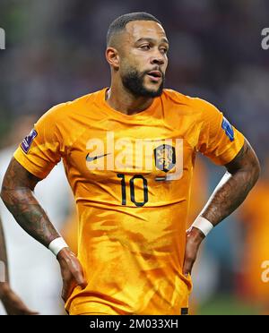 Doha, Katar. 03.. Dezember 2022. Memphis Depay of the Netherlands, während des Spiels zwischen den Niederlanden und den Vereinigten Staaten für die Runde 16 der FIFA-Weltmeisterschaft Katar 2022, Khalifa International Stadium diesen Samstag 03. 30761 (Heuler Andrey/SPP) Kredit: SPP Sport Press Photo. Alamy Live News Stockfoto