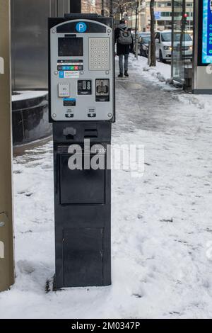 Parkuhr in Montreal, Quebec, Kanada Stockfoto