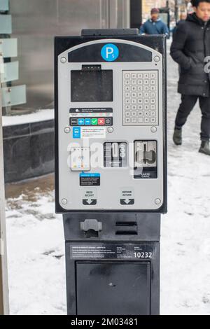 Parkuhr in Montreal, Quebec, Kanada Stockfoto