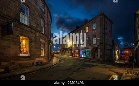 Bridge Street in Berwick Upon Tweed, heute eine ruhige Straße mit Geschäften, Bars und Restaurants, war früher die Hauptstraße über den Tweed Stockfoto