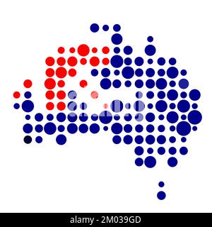 Abgeleitete Musterabbildung für Australien Map Silhouette mit Pixeln Stock Vektor