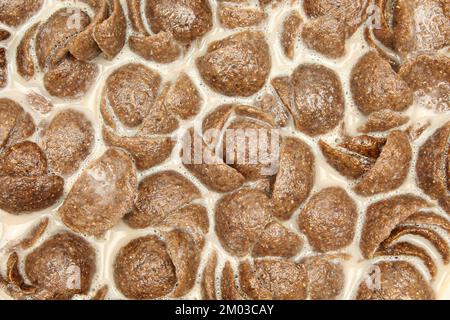 Vollbildhintergrund mit Schokoladenkornflocken, Müsli und Cornflakes Stockfoto