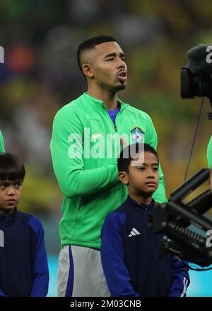 2.. Dezember 2022; Lusail Icon Stadium, Lusail, Katar; FIFA Fußball-Weltmeisterschaft, Kamerun gegen Brasilien; Gabriel Jesus aus Brasilien Stockfoto