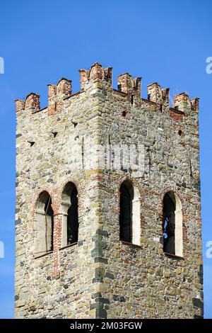 Turm, Chiesa di San Giovanni Battista, Kirche, Monterosso al Mare, Cinque Terre, Ligurien, Italien, Europa, UNESCO-Weltkulturerbe Stockfoto