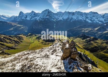 Gipfel des Schilthorn und Blick auf die Berner Schweizer alpen, Schweiz Stockfoto