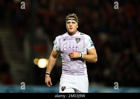 Gloucester, Großbritannien. 03.. Dezember 2022. Alex Coles von Northampton Saints während des Gallagher-Premiership-Spiels Gloucester Rugby vs Northampton Saints im Kingsholm Stadium, Gloucester, Vereinigtes Königreich, 3.. Dezember 2022 (Foto von Nick Browning/News Images) in Gloucester, Vereinigtes Königreich, 12/3/2022. (Foto von Nick Browning/News Images/Sipa USA) Guthaben: SIPA USA/Alamy Live News Stockfoto