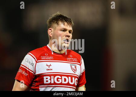 Gloucester, Großbritannien. 03.. Dezember 2022. Cameron Jordan of Gloucester Rugby während des Gallagher-Premiership-Spiels Gloucester Rugby vs Northampton Saints im Kingsholm Stadium, Gloucester, Vereinigtes Königreich, 3.. Dezember 2022 (Foto von Nick Browning/News Images) in Gloucester, Vereinigtes Königreich, 12/3/2022. (Foto von Nick Browning/News Images/Sipa USA) Guthaben: SIPA USA/Alamy Live News Stockfoto