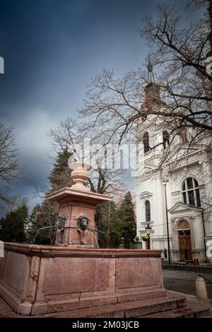 Bild der Nikolaikirche in Sremski Karlovci, Serbien. Die Kathedrale des Hl. Nikolaus von Sremski Karlovci ist eine orthodoxe Kathedrale in Srem Stockfoto