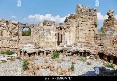 Die Hadrianischen Bäder von Aphrodisias, Türkei Stockfoto