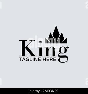 Word KING Serifenschriftart mit einzigartiger Krone von Queen Creative Premium Grafik Symbol Logo Design Abstraktes konzeptionsfreies Vektortypografie oder elegant Stock Vektor