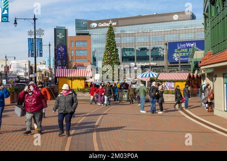 Christkindlmarket in Wrigley Field, Chicago, Illinois. Stockfoto