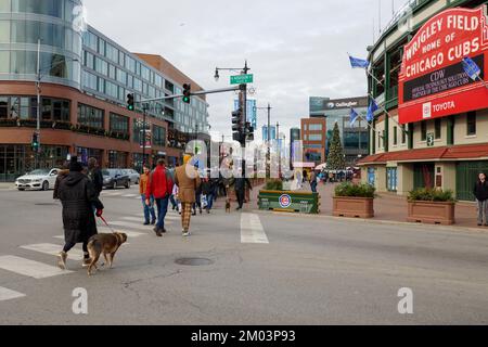 Wrigley Field in Clark und Addison Street, Chicago, Illinois. Stockfoto