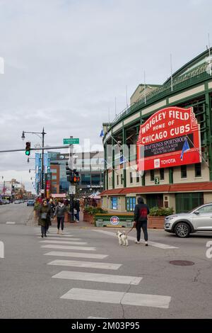 Wrigley Field in Clark und Addison Street, Chicago, Illinois. Stockfoto