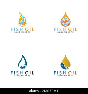 Vorlage für Vektordarstellung des Fischöl-Logos. Stock Vektor