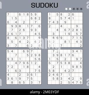 Satz von Vektor-Sudoku-Rätseln. Einfache Wasserwaage. Stock Vektor