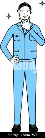 Management, Manager, Betriebsleiter, ein Mann in der Arbeit trägt eine selbstbewusste Haltung. Stock Vektor