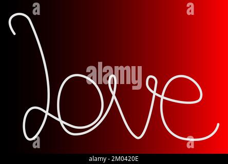 Das Wort „Love“, schwarzer bis roter Farbverlauf, „Love“-Kalligrafie, Typografie-Poster, valentinskarte und Poster, geeignet für Clubposter und soziale Medien Stockfoto