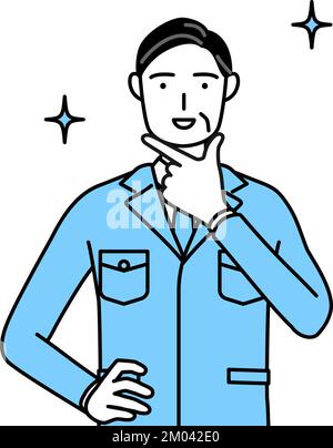 Management, Manager, Betriebsleiter, ein Mann in der Arbeit trägt eine selbstbewusste Haltung. Stock Vektor