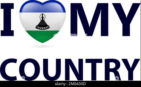 Ich liebe mein Land - Lesotho. Herz mit Flaggenfarben Stock Vektor
