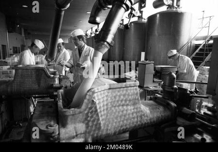 Die Arbeit der Molkerei Westmilch bei der Butterherstellung am 28.05.1980 in ihrem ford-Extertal, DEU, Deutschland, Herford, Europa Stockfoto