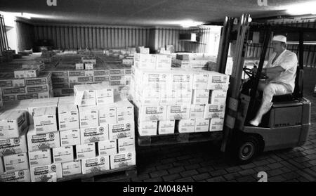 Die Arbeit der Molkerei Westmilch bei der Butterherstellung am 28.05.1980 in ihrem ford-Extertal, DEU, Deutschland, Herford, Europa Stockfoto