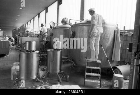 Die Arbeit der Molkerei Westmilch bei der Butterherstellung am 28.05.1980 in ihrem ford-Extertal, DEU, Deutschland, Herford, Europa Stockfoto