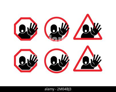 Warnschild für menschliche Hand, Symbolvektor. Stock Vektor