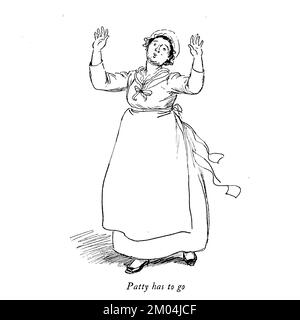 Patty muss von „ Quality Street, a Comedy in Four Acts “ von James Matthew Barrie, illustriert von Hugh Thomson, Publikationsdatum 1913 Publisher London Hodder & Stoughton Quality Street ist eine Comedy in Four Acts von J. M. Barrie, geschrieben vor seinem berühmteren Werk Peter Pan. Die Geschichte handelt von zwei Schwestern, die eine Schule für sanfte Kinder gründen. Stockfoto