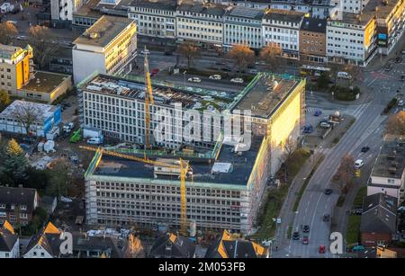 Luftaufnahme, Blick auf das Stadtzentrum und neues Bauknecht-Viertel mit Baustelle am RAG-Gebäude Hans-Böckler-Straße und Gleiwitzer Platz im Stockfoto