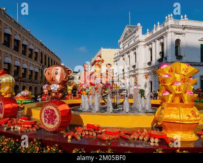 Macau, FEBRUAR 11 2013 - sonniger Blick auf den Senado-Platz Stockfoto