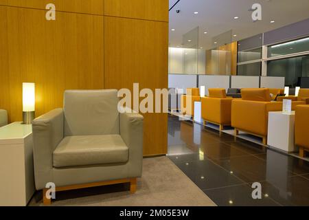 Cathay Pacific (CX) Business und First Class Lounge am Flughafen San Francisco CA Stockfoto