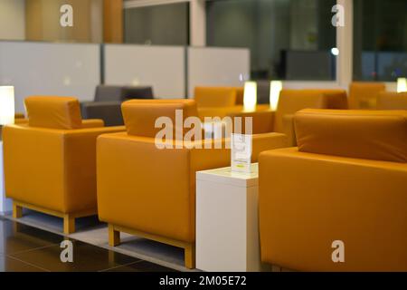 Cathay Pacific (CX) Business und First Class Lounge am Flughafen San Francisco CA Stockfoto