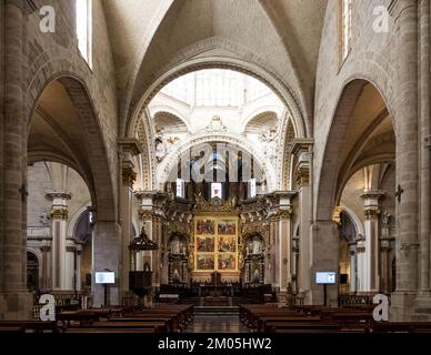 Architektonische Details der Kathedrale von Valencia, auch bekannt als Marienkathedrale, eine römisch-katholische Kirche in der historischen Innenstadt der Stadt Stockfoto