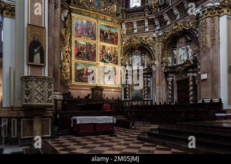 Architektonische Details der Kathedrale von Valencia, auch bekannt als Marienkathedrale, eine römisch-katholische Kirche in der historischen Innenstadt der Stadt Stockfoto