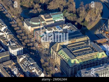 Luftaufnahme, Deutsche Oper und Baustelle mit Neubau an der Heinrich-Heine-Allee im Zentrum Düsseldorfs, Rheinland, Norden Stockfoto